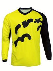 Men's Long Sleeve V Neck Motorcycle T-Shirt Quick Dry
