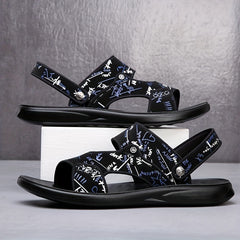 Men's Letter Print Slip-On Slide Sandals Outdoor Walking Shoes