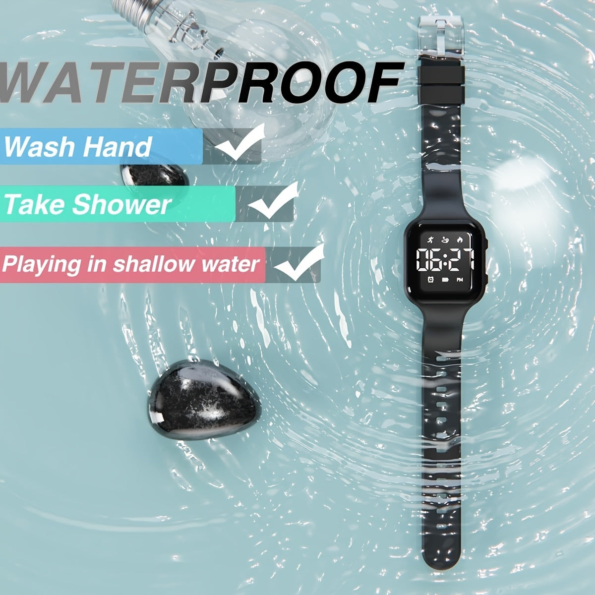 Waterproof Vibrating Alarm Watch 3 Alarm Reminder Watch Potty Training Watch