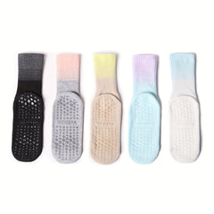 6 Pairs Women's Non Slip Yoga Pilates Socks Breathable Medium Tube