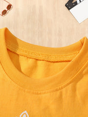 Girls Cotton Kitty Print Crew Neck T shirt For Fall Sports