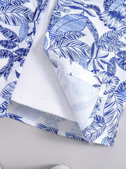 Boys Leaves Print Shirt Preppy Style For Summer Kids Clothes