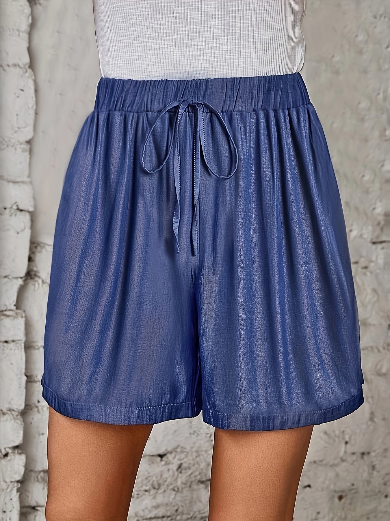 Solid Drawstring Waist Shorts for Spring & Summer