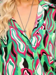 Button Up Long Sleeve Blouse