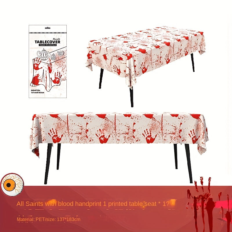 2pcs Halloween Theme Table Cloth Pumpkin Castle Pattern Table Cover