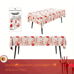 2pcs Halloween Theme Table Cloth Pumpkin Castle Pattern Table Cover