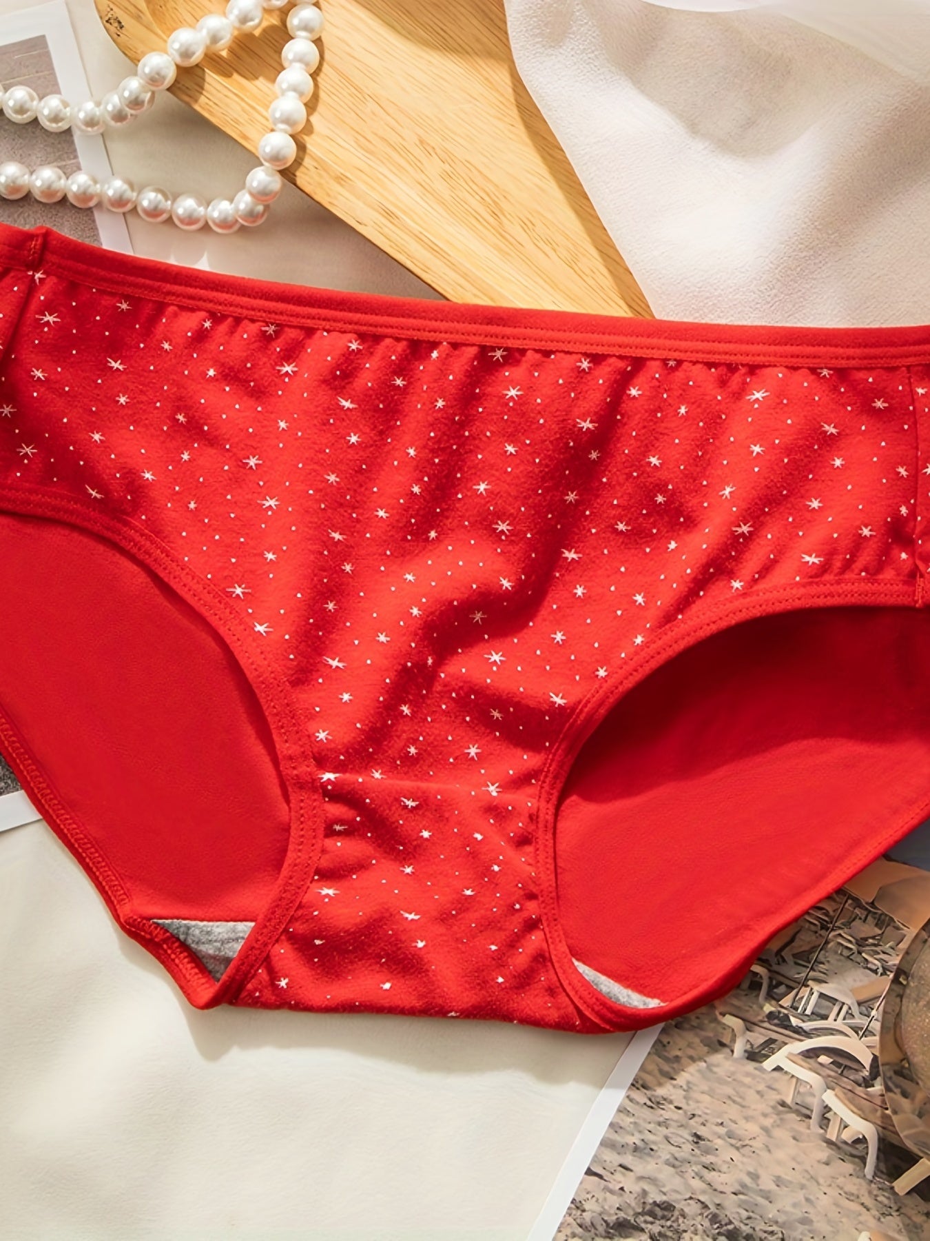 Maple Leaf Print Red Briefs Comfy Stretchy Intimates Panties Women's Lingerie