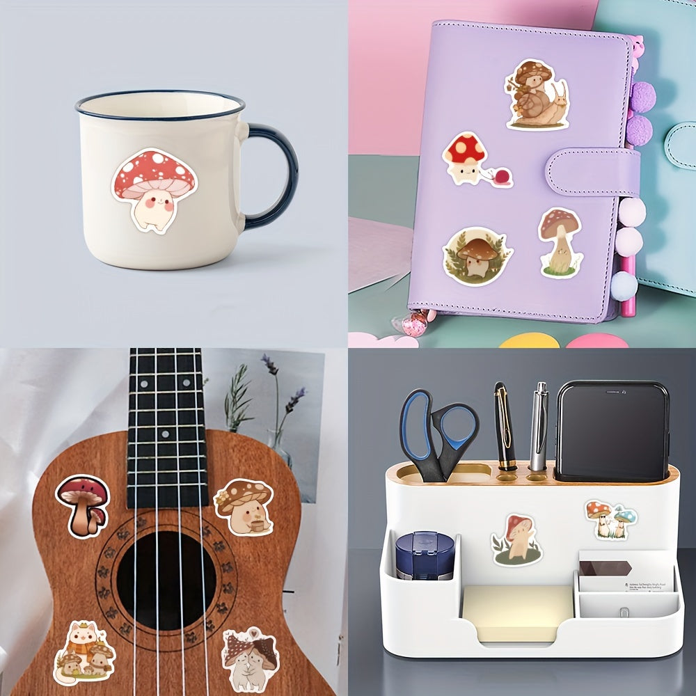 61PCS Mushroom Friends Vinyl Waterproof Stickers Scrapbook Journaling Laptop Ska