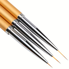 3pcs Nail Drawing Pen Fine Metal Rod Nail Art Pen Brush Set