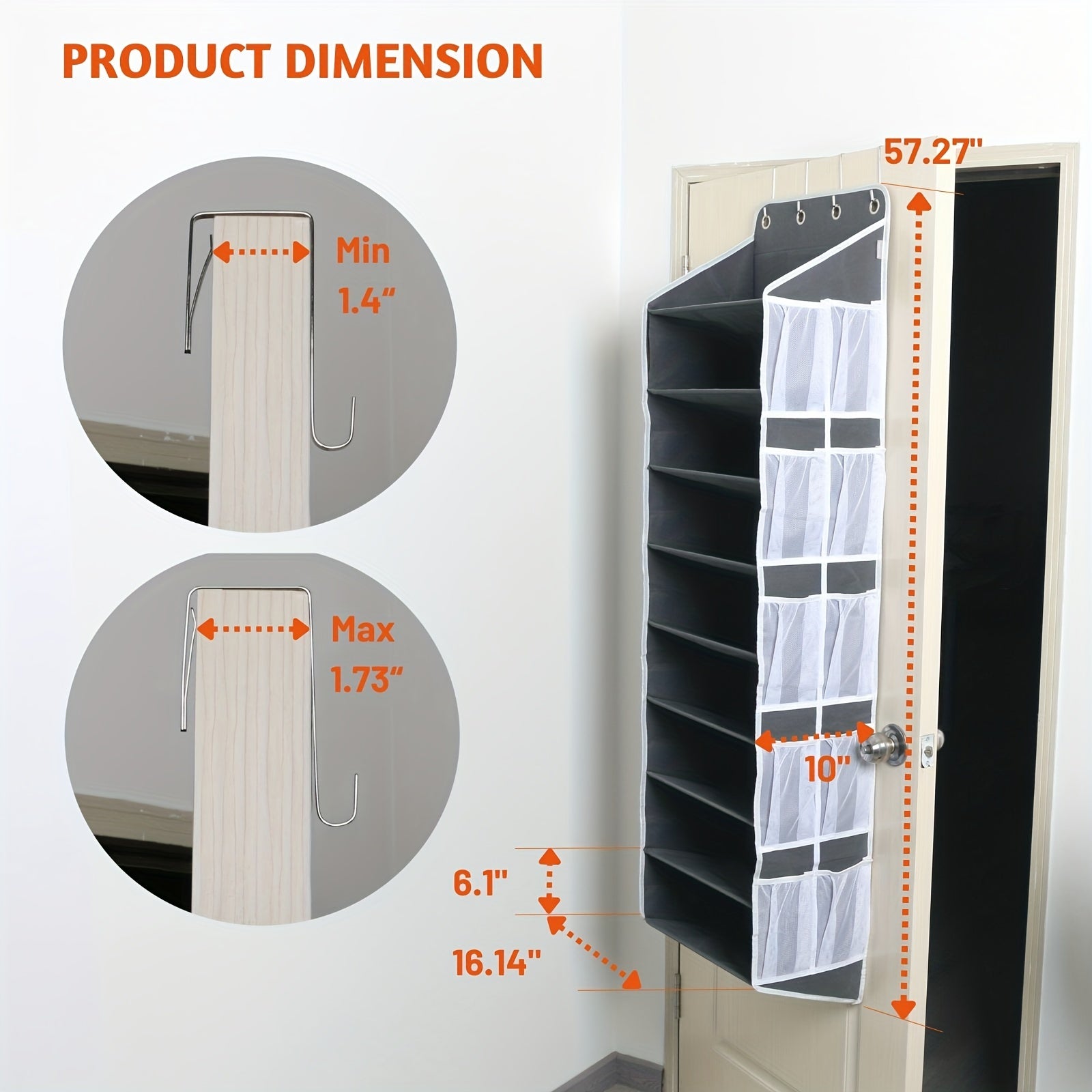 9 Layer Over the Door Storage Bag Wall Mount Organizer for Shoes Toys Bras
