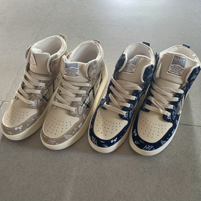Men's High Top Lace Up Skate Shoes Lightweight Non slip Sneakers