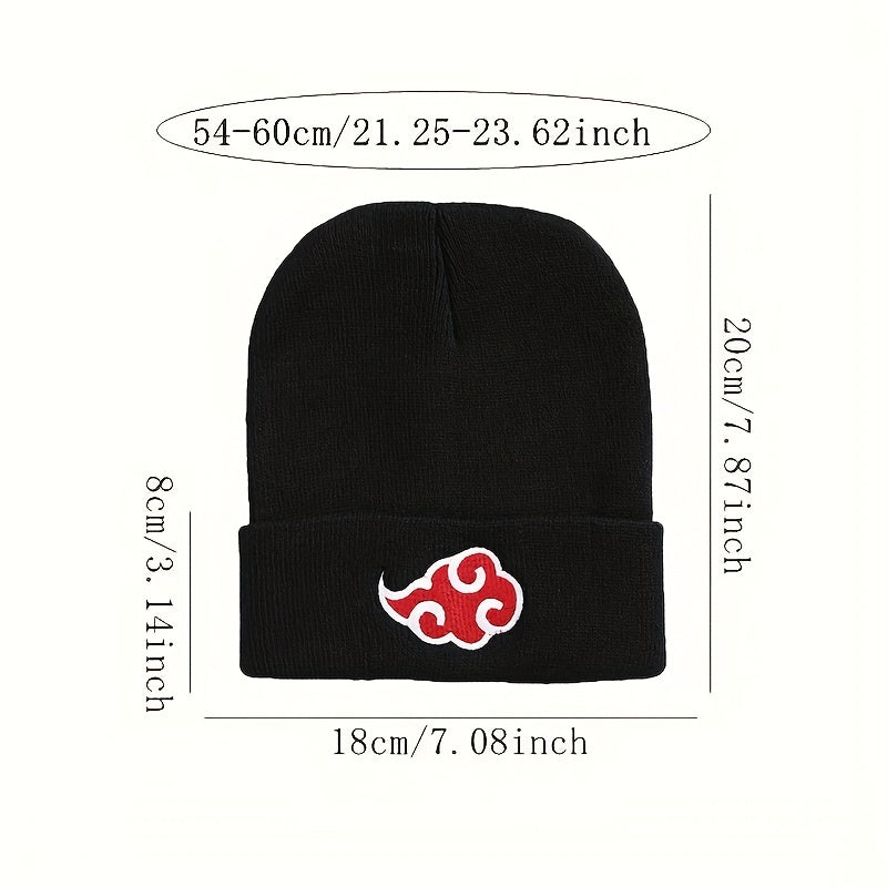 Men's Knit Hat Red Cloud Embroidery Anime Style Beanie