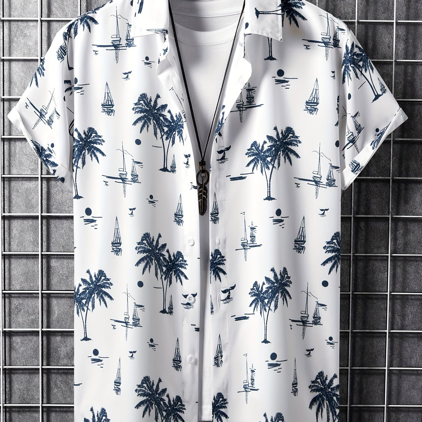 Men's Coconut Tree Hawaiian Shirt - Short Sleeve Button Up