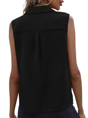 Sleeveless Button Vest Blouse for Summer Women's Clothing