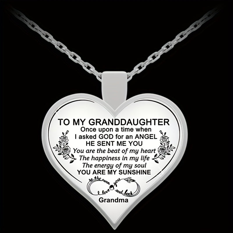 Girls Heart Pendant Necklace Holiday Gift To Granddaughter