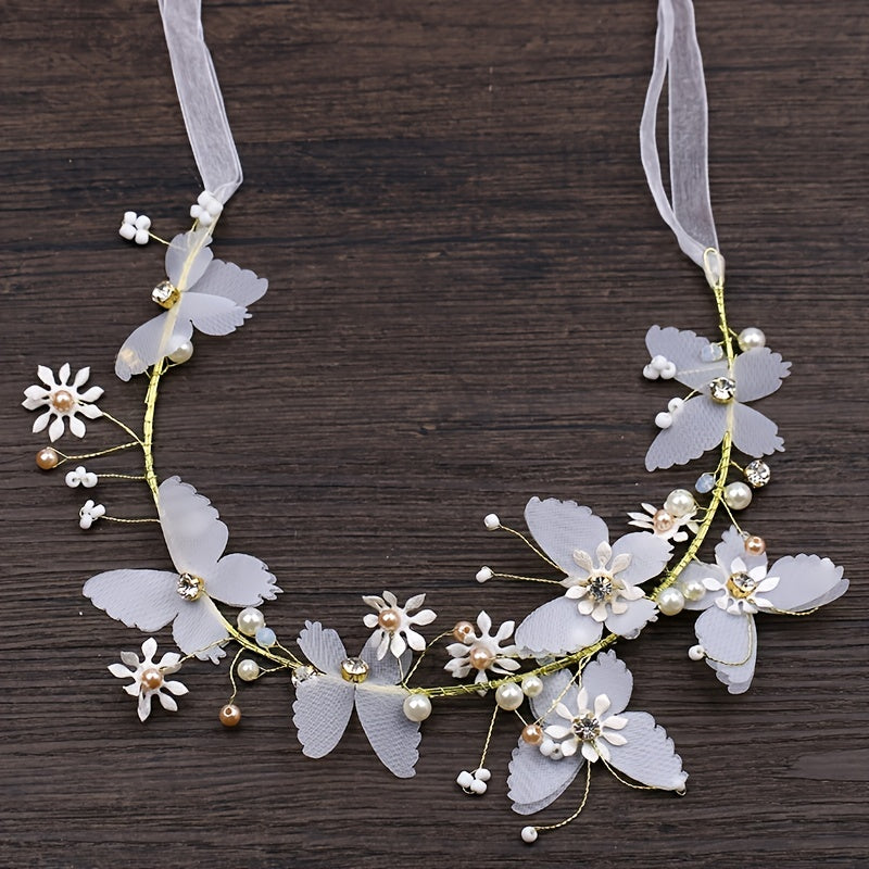 Butterfly Pearl Bride Hairbands Wedding Headband Hair Accessories Bridal Tiara