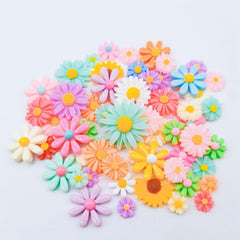 50pcs Flower Resin Daisy Sunflowers Cabochons DIY Scrapbooking