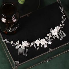 Bride Hair Comb Wedding Bridal Jewelry Pearls Rhinestone Comb