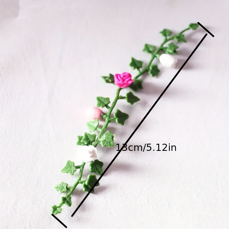 Dollhouse Flower Vine Pink & Green Plastic Mini Garden Scene Frame