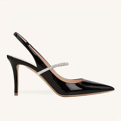 Rhinestone Heel Sandals Pointed Toe Stiletto Party Dress Slingback