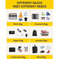 8 Set Packing Cubes For Suitcases Luggage Storage Bags Portable