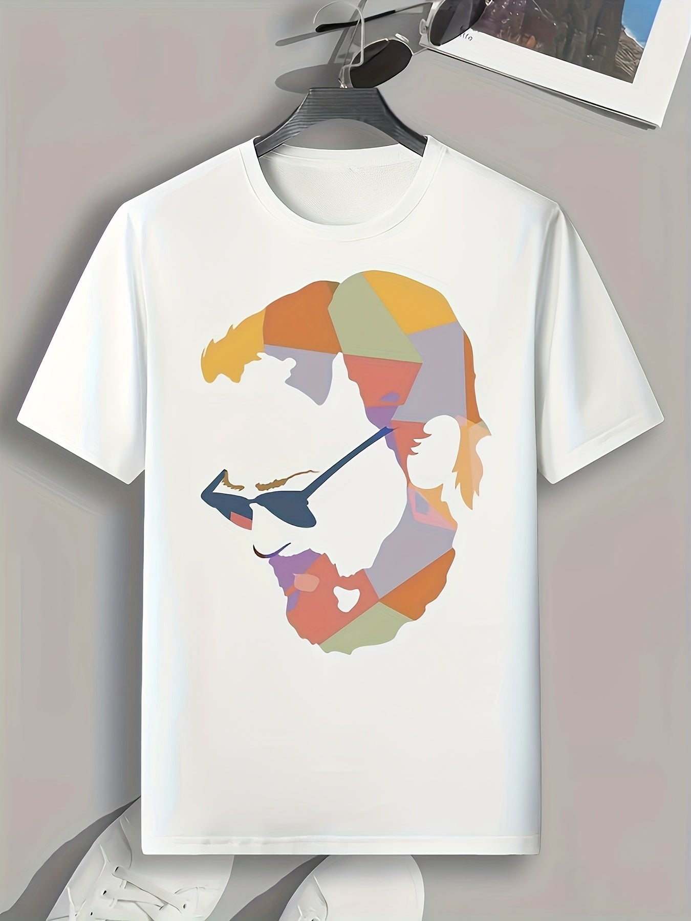 Colorful Block Print Men's Graphic Tee Casual Comfy Summer Shirt