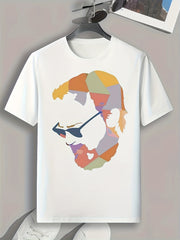 Colorful Block Print Men's Graphic Tee Casual Comfy Summer Shirt
