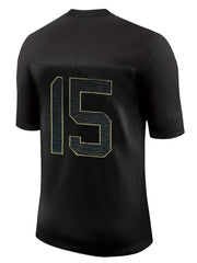 Men's Breathable Rugby Jersey Active Embroidered V Neck Short Sleeve Uniform