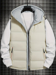 Men's Hooded Winter Vest with Zipper Pockets