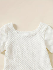 Toddler Girls Jacquard Short Sleeve Rompers Bodysuit Kids Summer Clothes