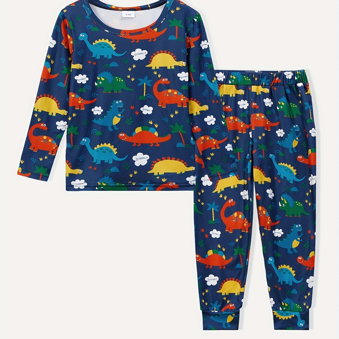 Toddler Dino Pajama Set Long Sleeve Top & Pants