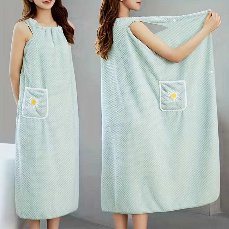 Adults Flower Pattern Bath Skirt, Absorbent & Quick Drying Towel