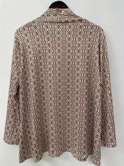 Casual Cardigan Women's Plus Allover Print Half Sleeve Open Front