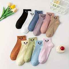 11 Pairs Expression Print Socks for Women