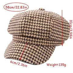 Thousand Bird Lattice Octagonal Hat Bright Silk Beret Plaid Painter Hat