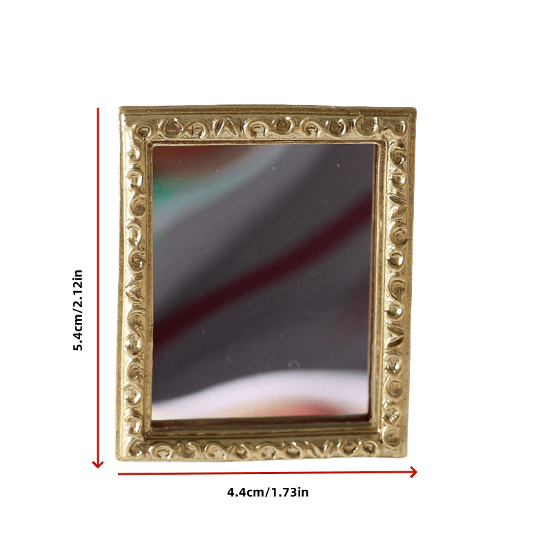 Golden and Silvery Dollhouse Mirror Set with Floral Carvings