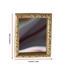 Golden and Silvery Dollhouse Mirror Set with Floral Carvings