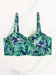 Tropical Print Bikini Top High Stretch