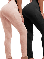 2pcs Butt Lifting Yoga Leggings With Pocket High Stretch Running Sports Tight