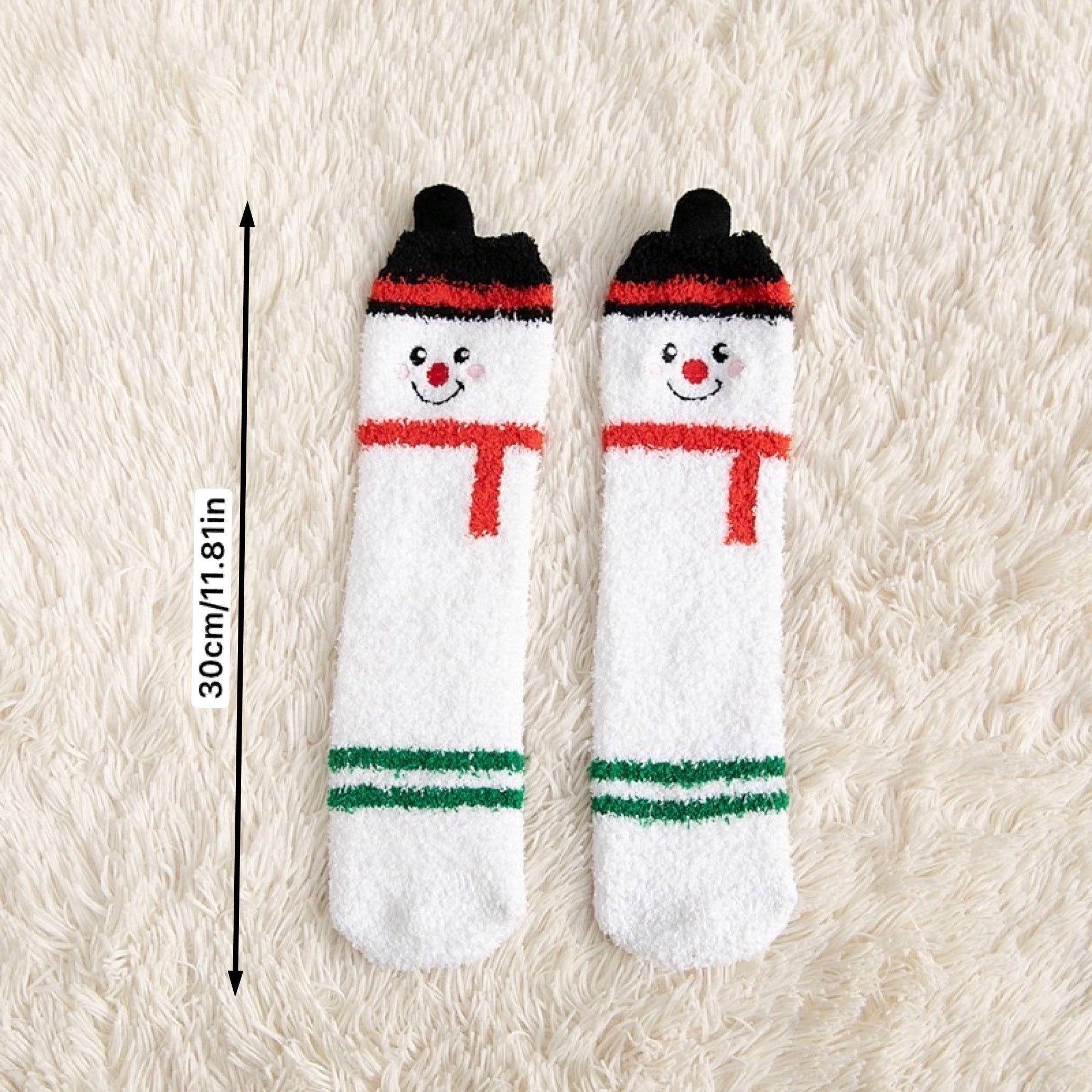 3 Pairs Christmas Fuzzy Socks Winter Warm Velvet Crew Socks