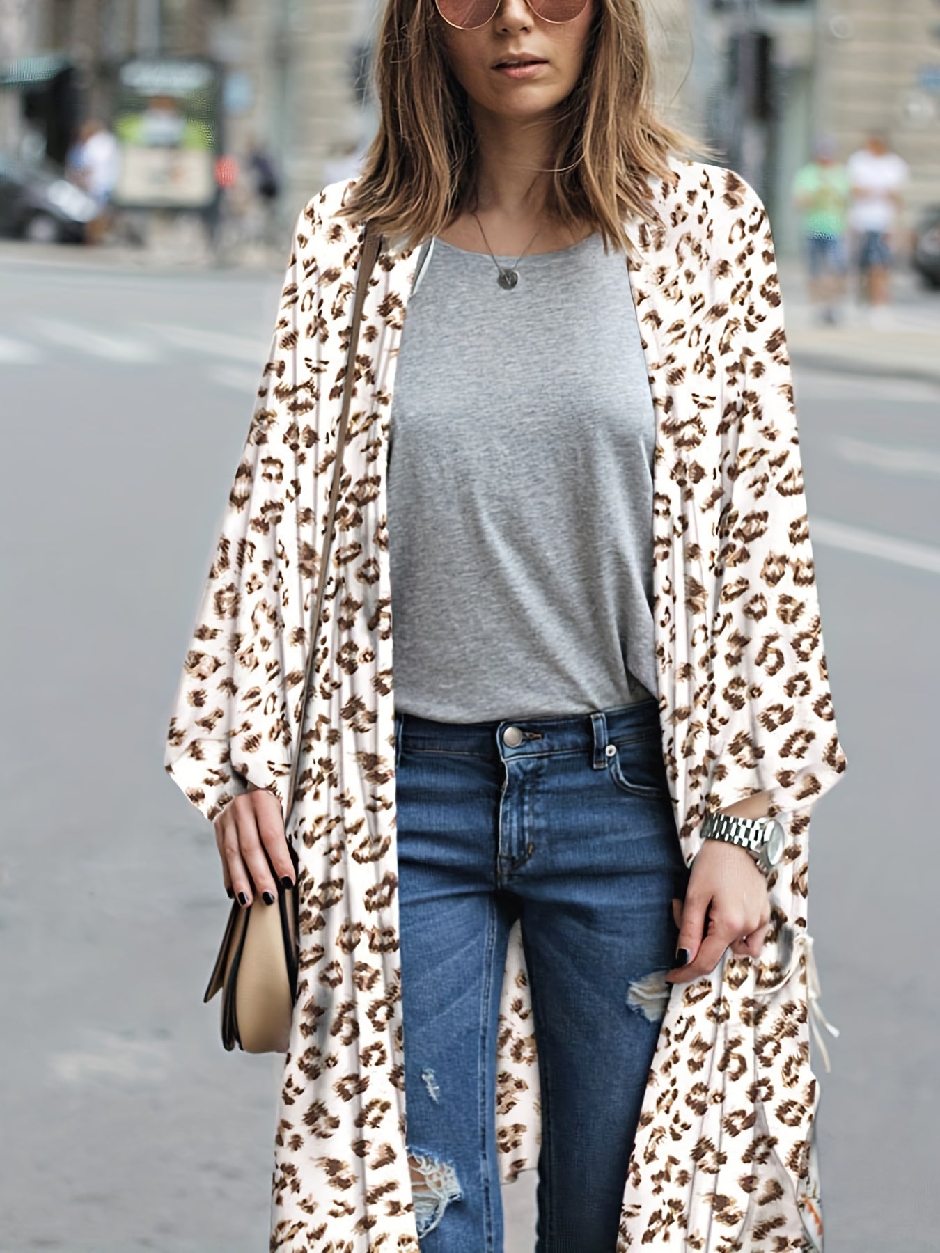 Sheer V Neck Loose Fit Cover Up Shirt