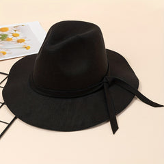 Ribbon Trimmed Hat Fedoras Polyester Vacation