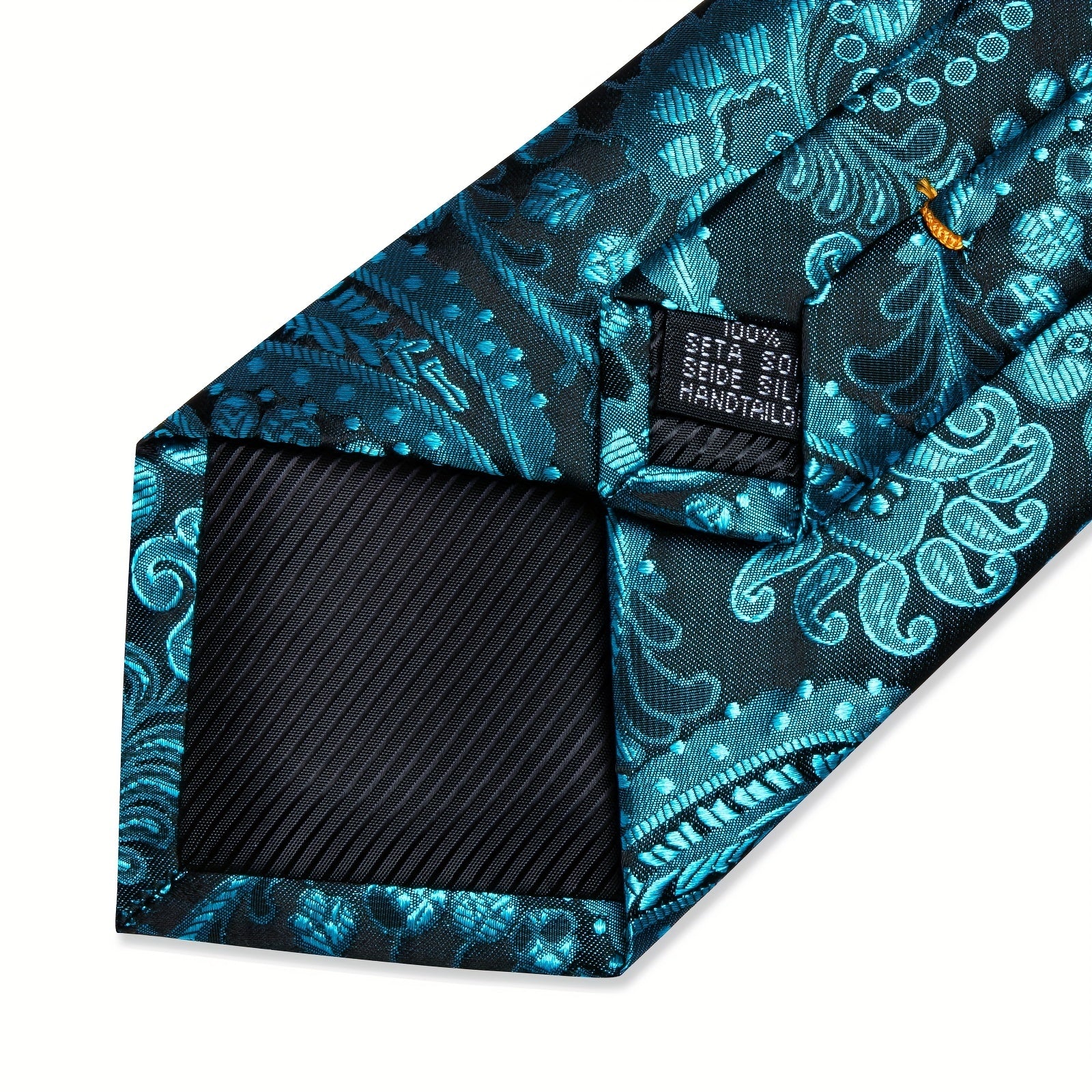 Men's Paisley Silk Tie Set with Handkerchief Cufflinks Ring