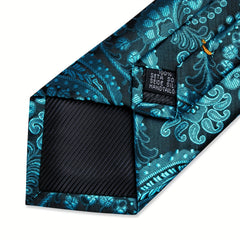 Men's Paisley Silk Tie Set with Handkerchief Cufflinks Ring
