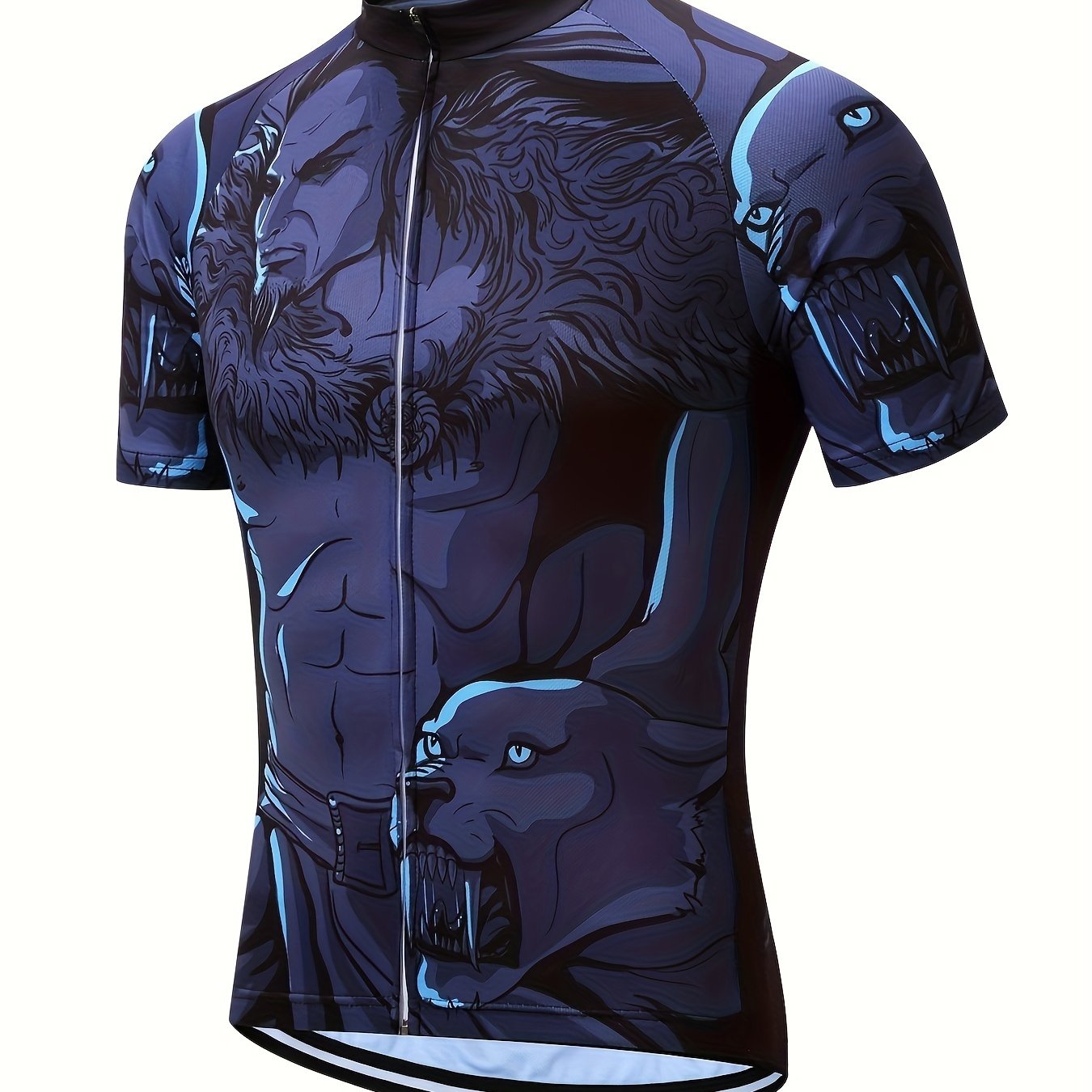 3D Print Muscle Man Anime Men's Cycling Suit Zip Up Summer Outdoor