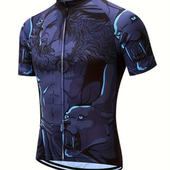 3D Print Muscle Man Anime Men's Cycling Suit Zip Up Summer Outdoor