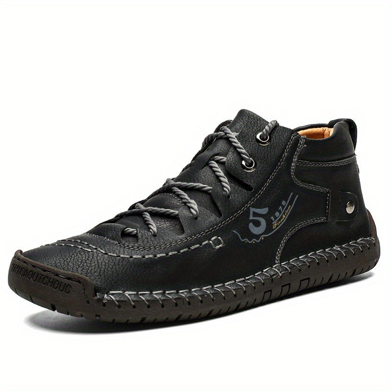 Men's Stitch Mid Top Lace Up Boots Non Slip Outdoor Shoes