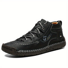 Men's Stitch Mid Top Lace Up Boots Non Slip Outdoor Shoes