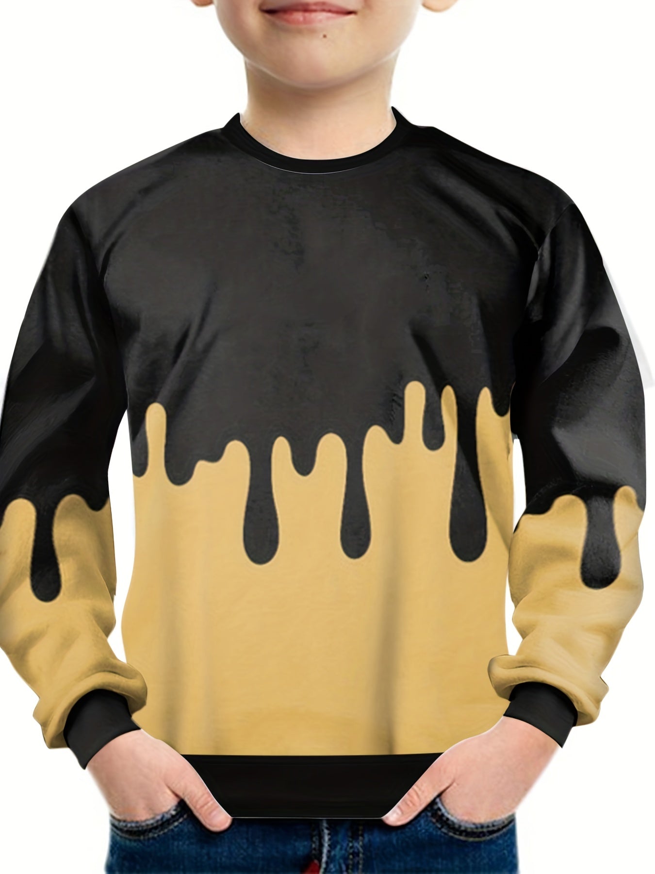 Teens Contrast 3D Print Sweatshirt Kids Casual Streetwear
