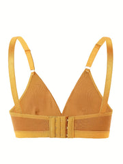 Plus Size Casual Bra Women's Plus Solid Wireless Medium Stretch Triangle Bra